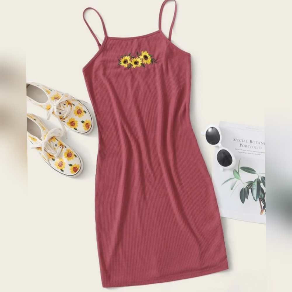 Sunflower Ribbed Dress (Plus Size)